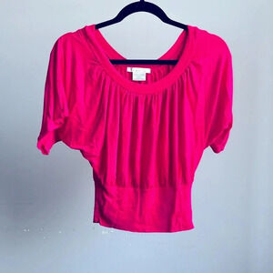 Charlotte Russe Hot Pink Blouse | Hot Pink Shirt | Stretchy Shirt | Pink